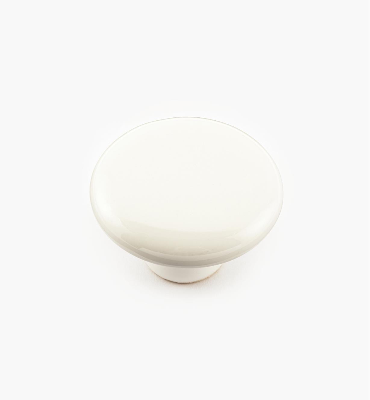 00W2804 - 1 1/2" x 1" White Ceramic Knob