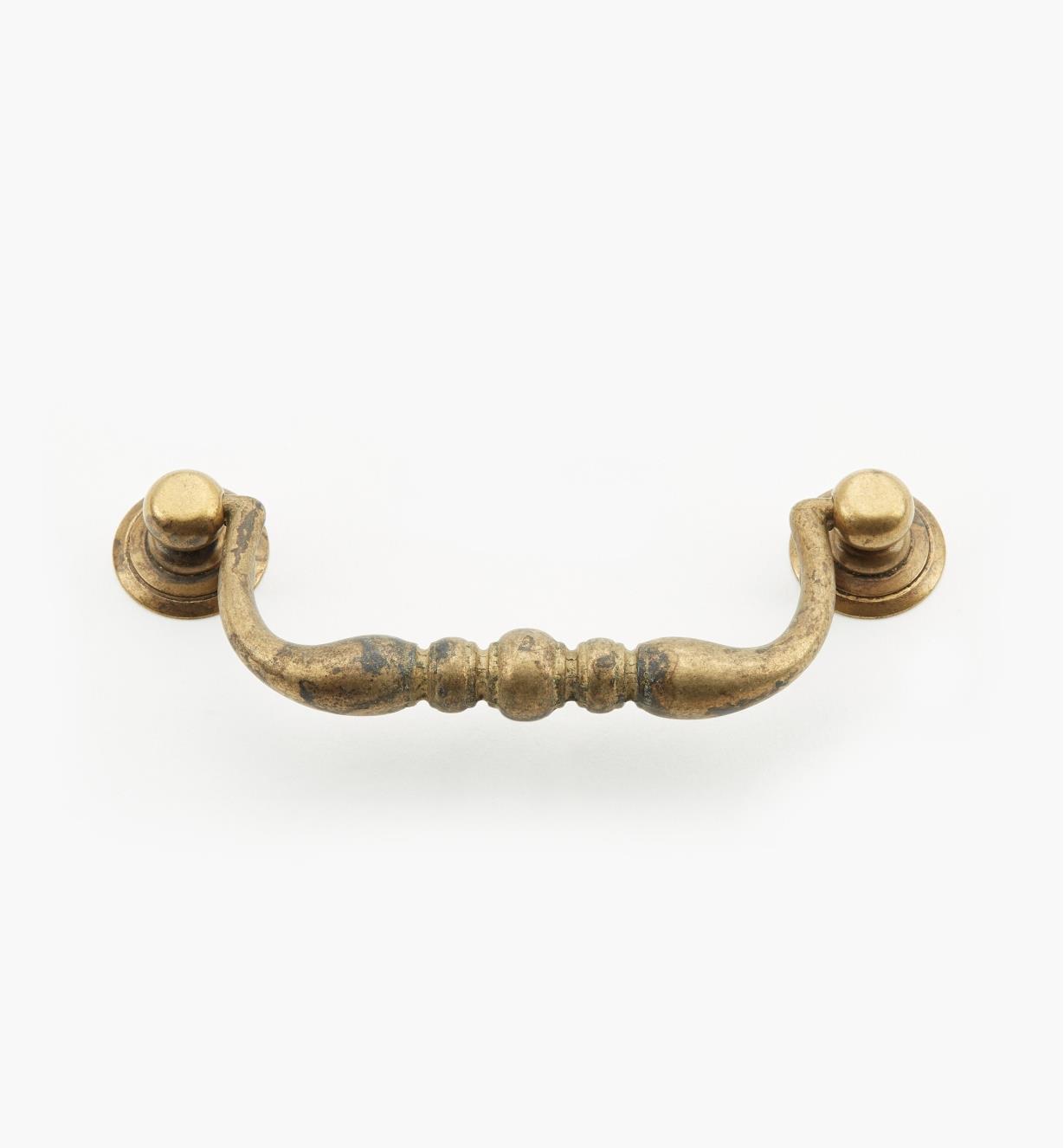 01A3962 - 96mm Old Brass Triple Bead Stop Handle