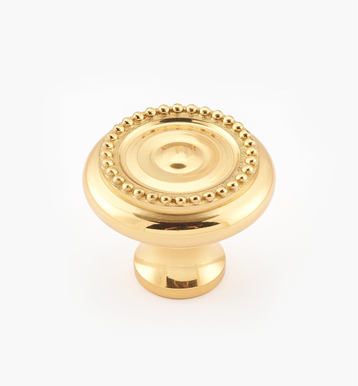 00W2060 - Bouton décoratif en laiton coulé perlé, 31 mm x 25 mm
