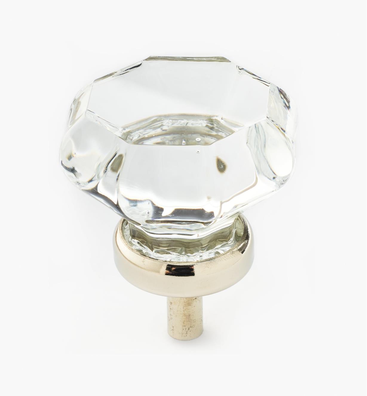 01A3780 - Octagonal Clear Knob, Nickel Plate base