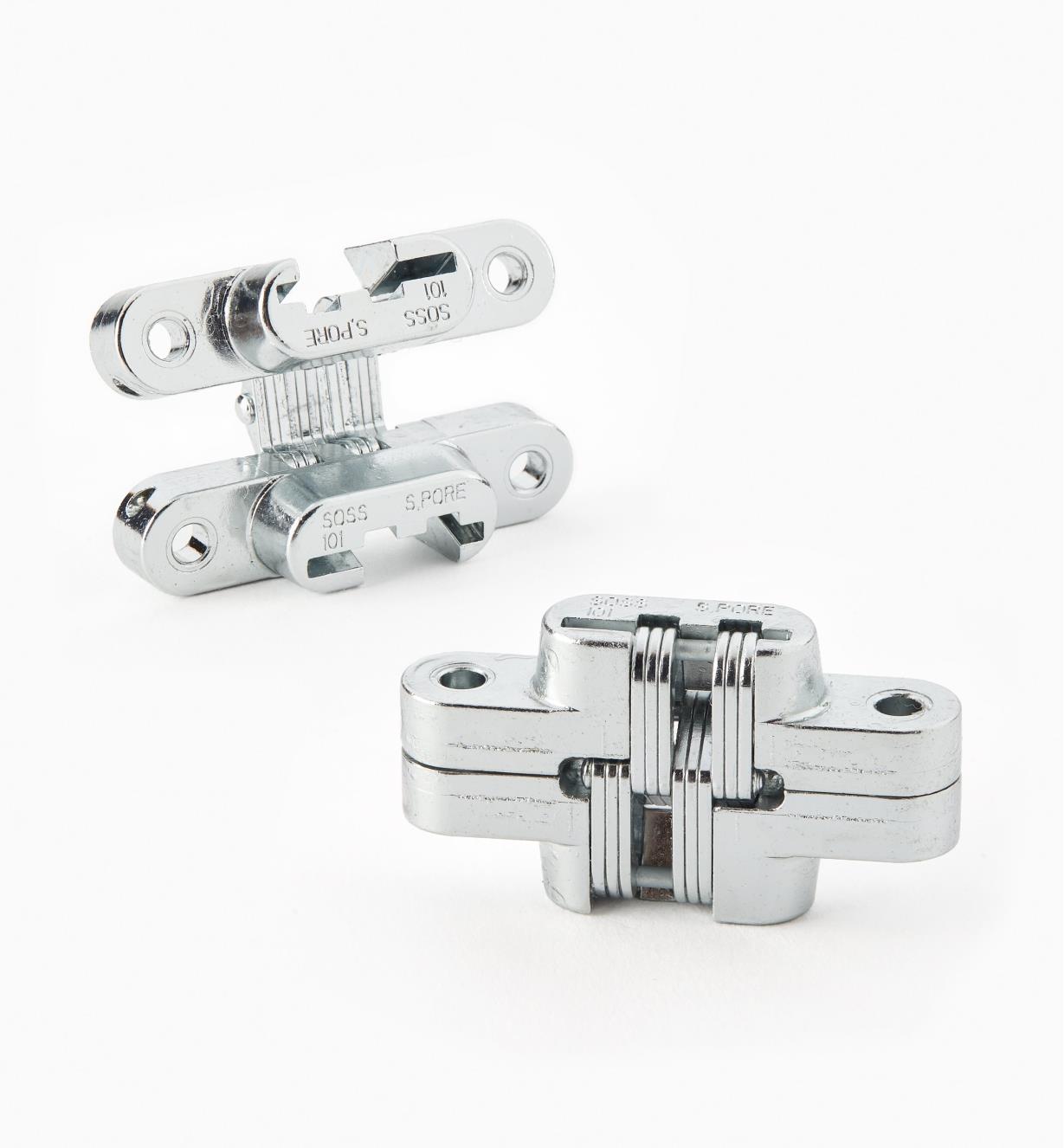 00H0212 - 1 11/16" Satin Chrome SOSS  Invisible Hinges, pair