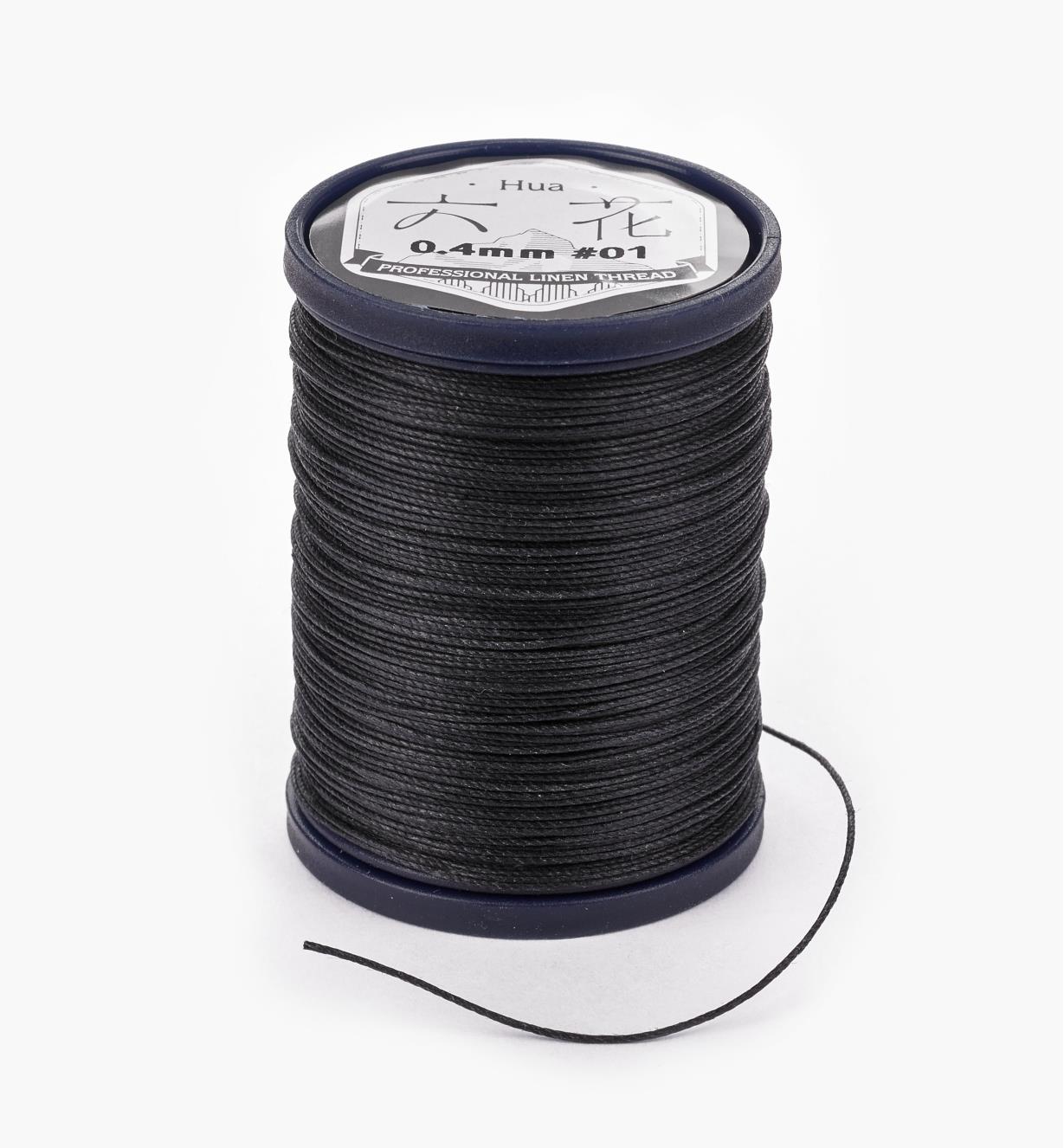 97K0901 - 0.4mm Black Waxed Linen Thread