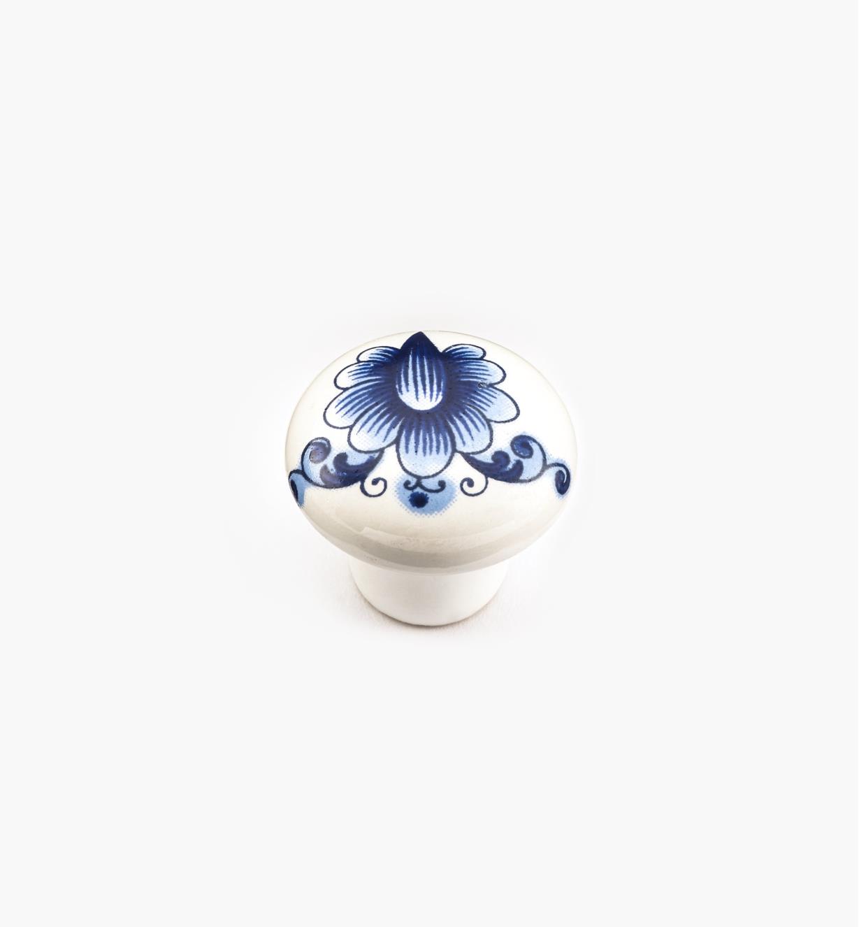 00W7102 - 1" x  3/4" Blue Ceramic Knob