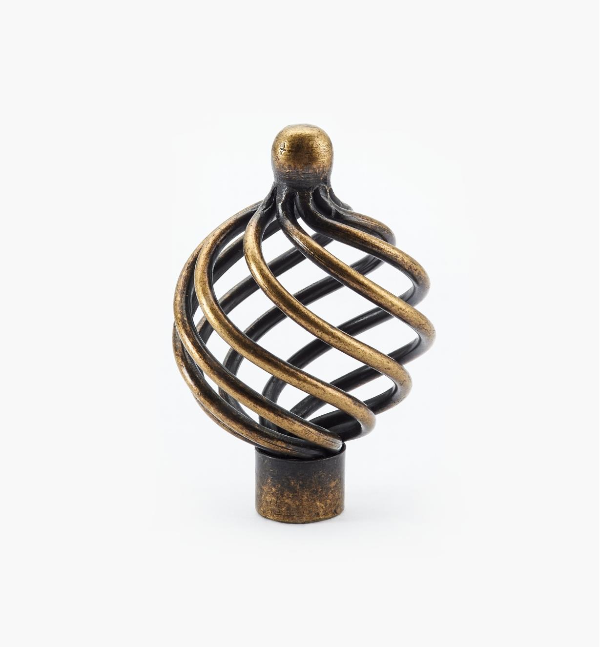 02W1152 - 1 5/8" × 2 3/8" Antique Brass Round Knob