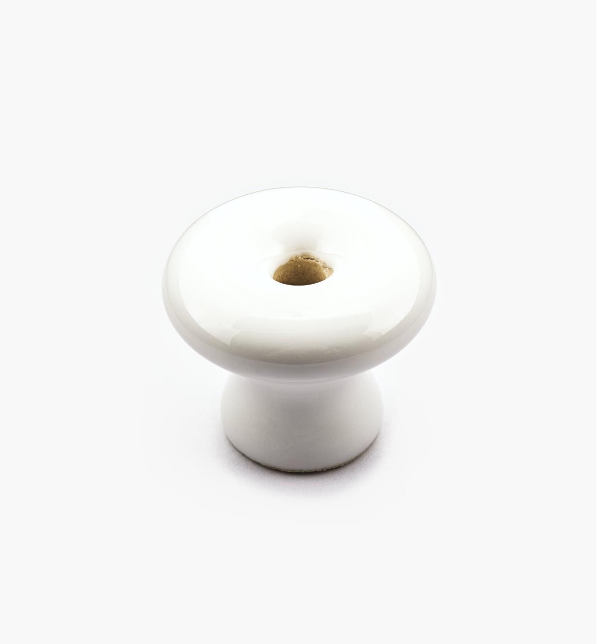 00W2811 - Bouton en céramique classique, blanc, 1 1/4 po x 1 po*