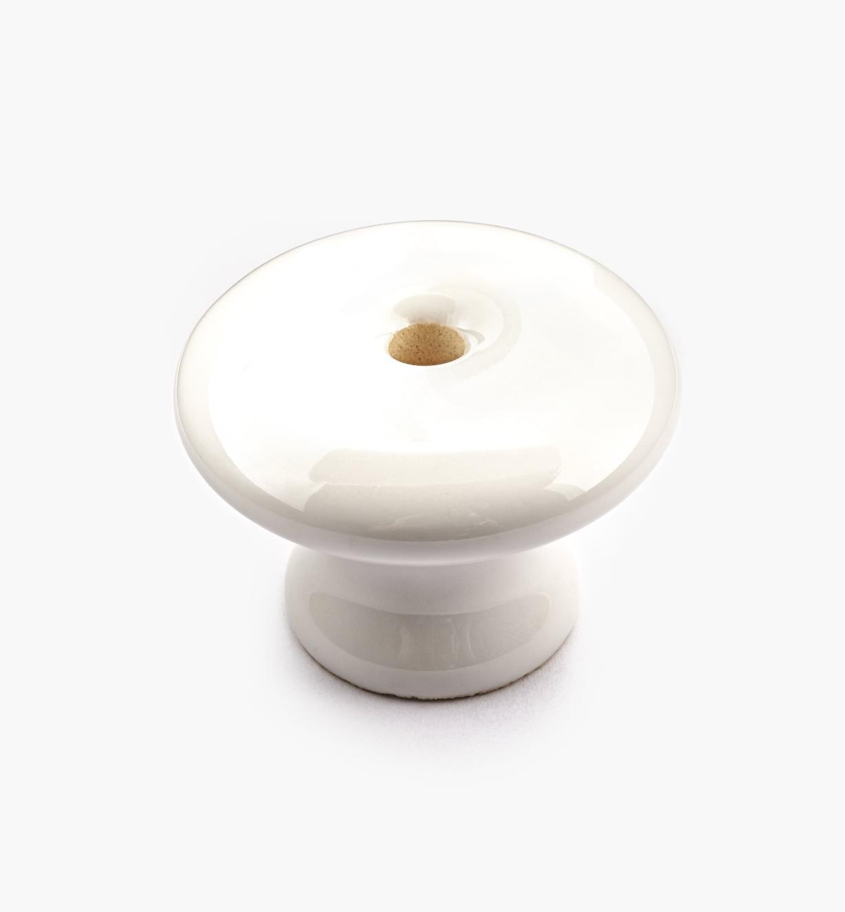 00W2812 - Bouton en céramique classique, blanc, 1 1/2 po x 1 1/8 po*
