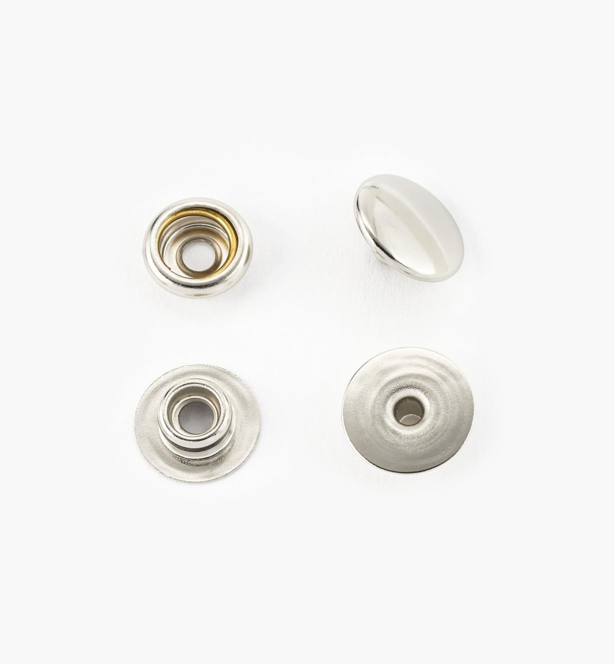 97K0980 - CS Osborne Nickel-Plated Brass 1/2" Snap Buttons (25)