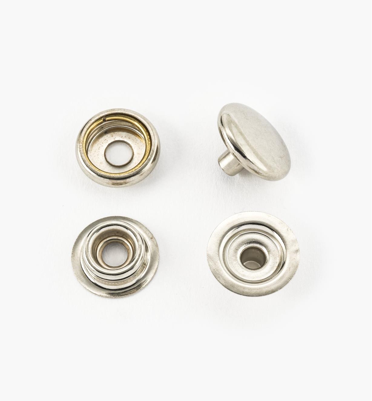 97K0990 - CS Osborne Nickel-Plated Brass 5/8" Snap Buttons (25)