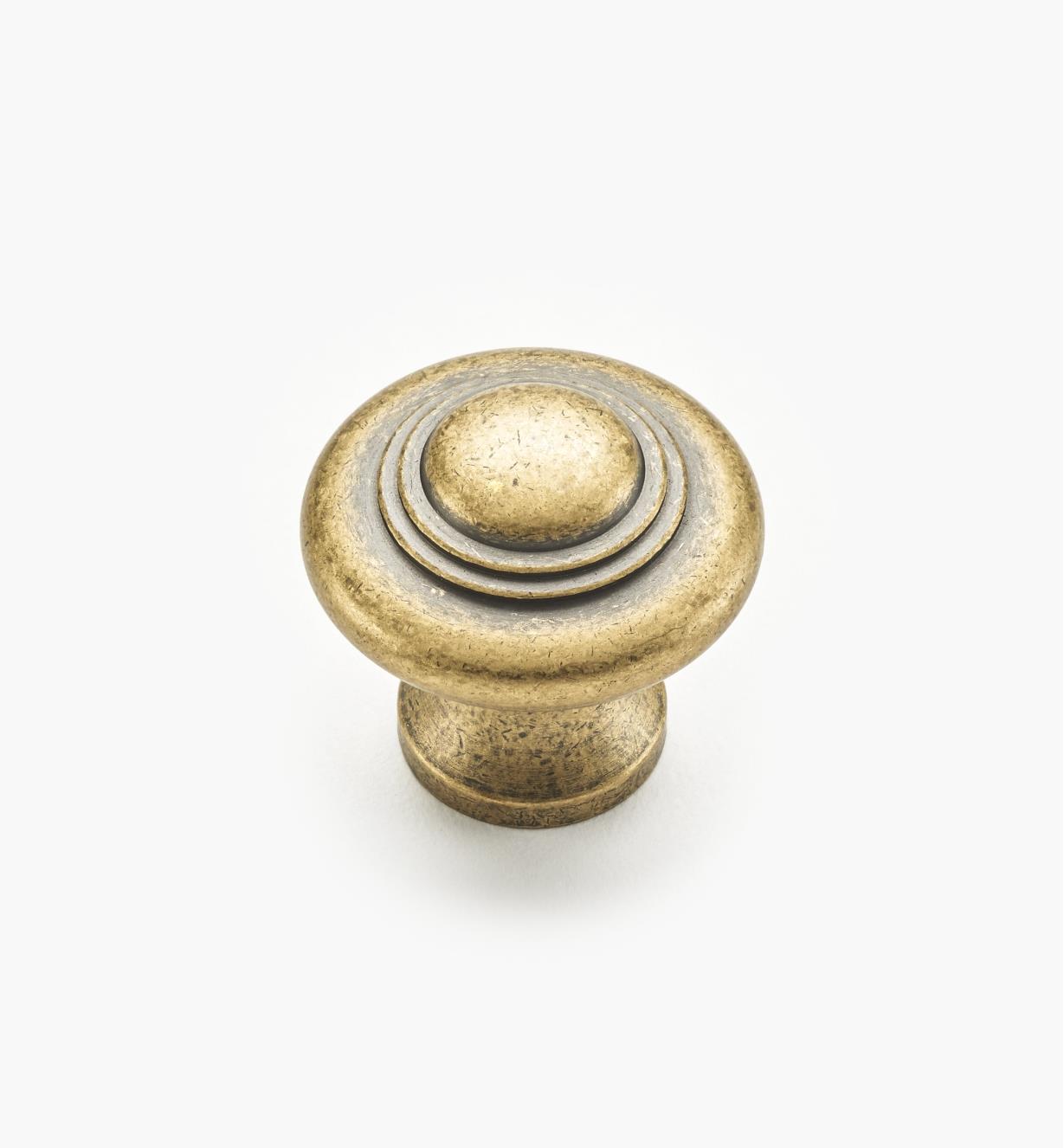 02W1242 - 1 5/16" x 1 1/4" Antique Brass Ring Knob