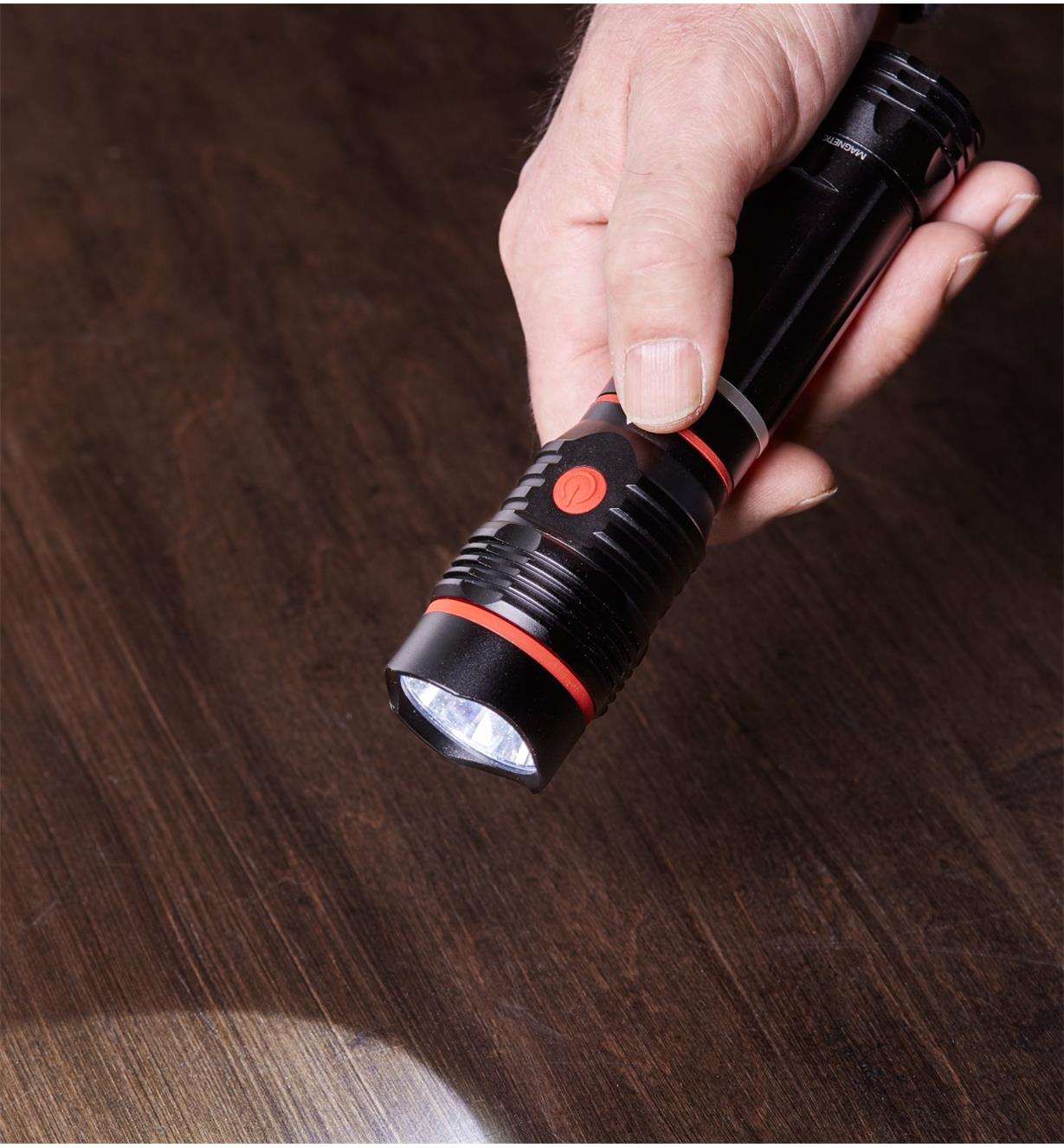 Magnet-Mount LED Task Light/Flashlight used as a handheld flashlight