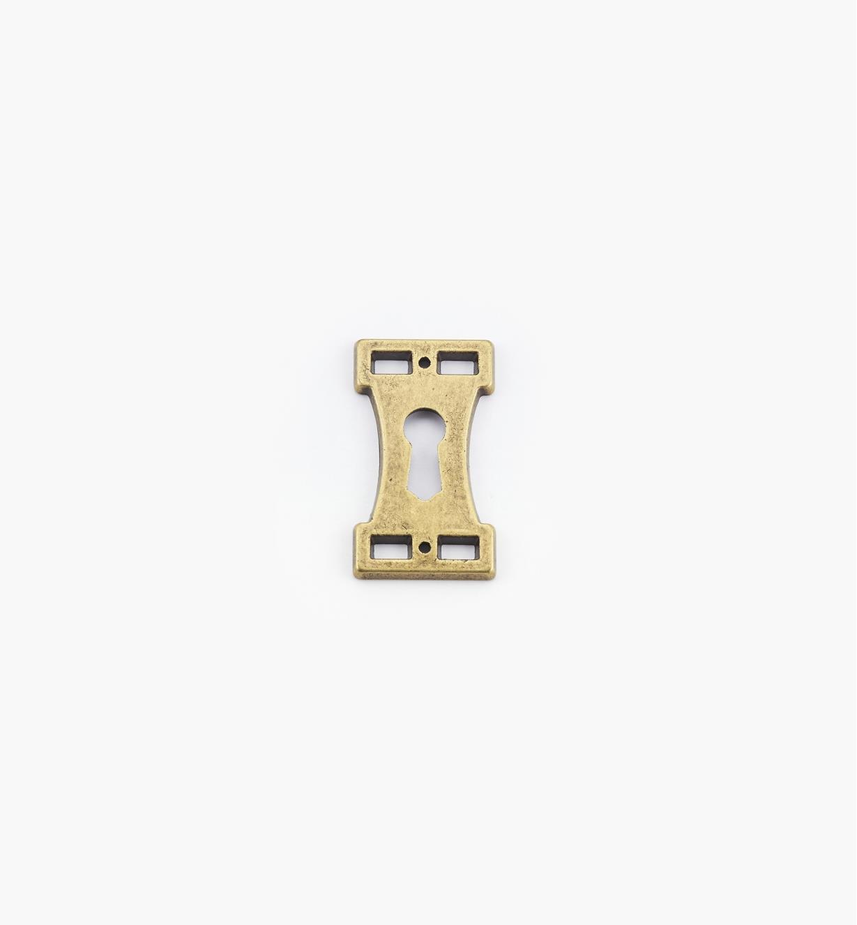 01A2286 - Antique Brass Keyhole Escutcheon, Arts and Crafts