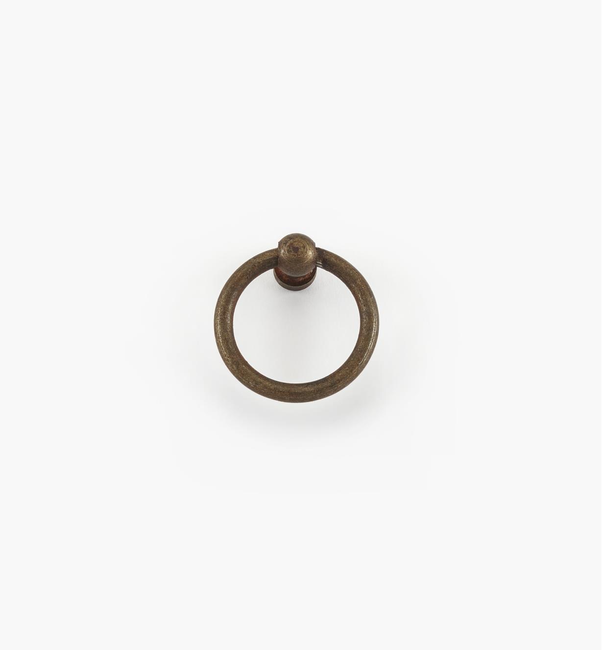 01A2923 - Poignée à anneau, quincaillerie sur platine en acier, fini rouille, 37 mm