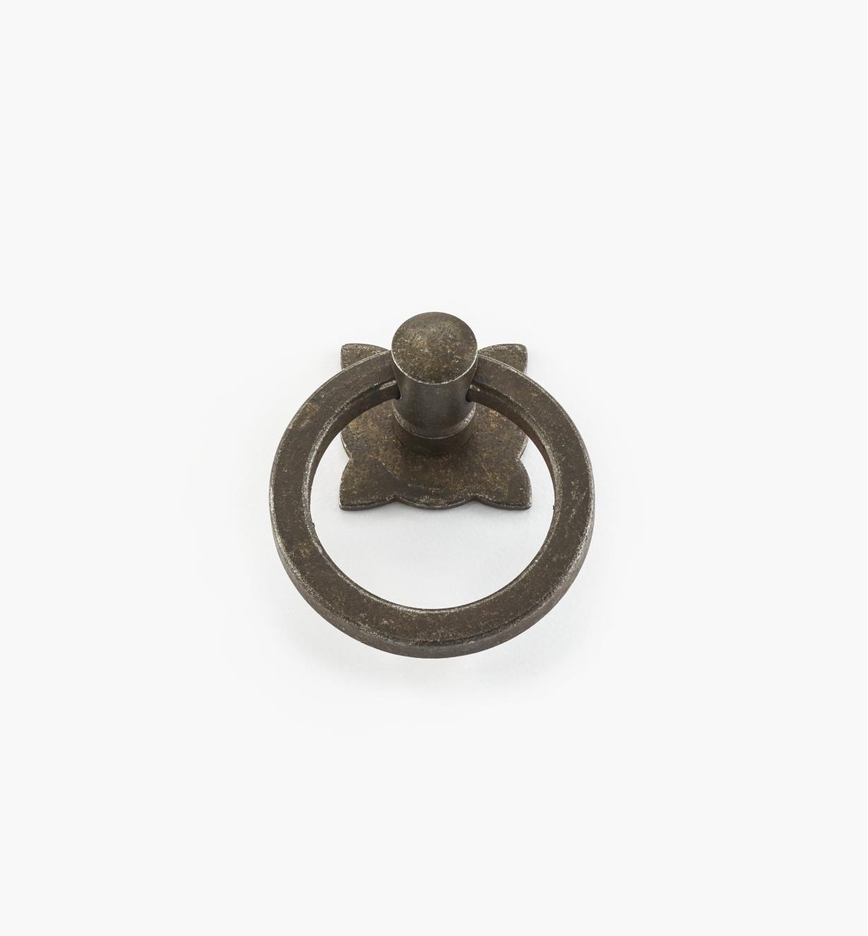 01A6062 - Poignée à anneau en acier, fini rouille, 42 mm