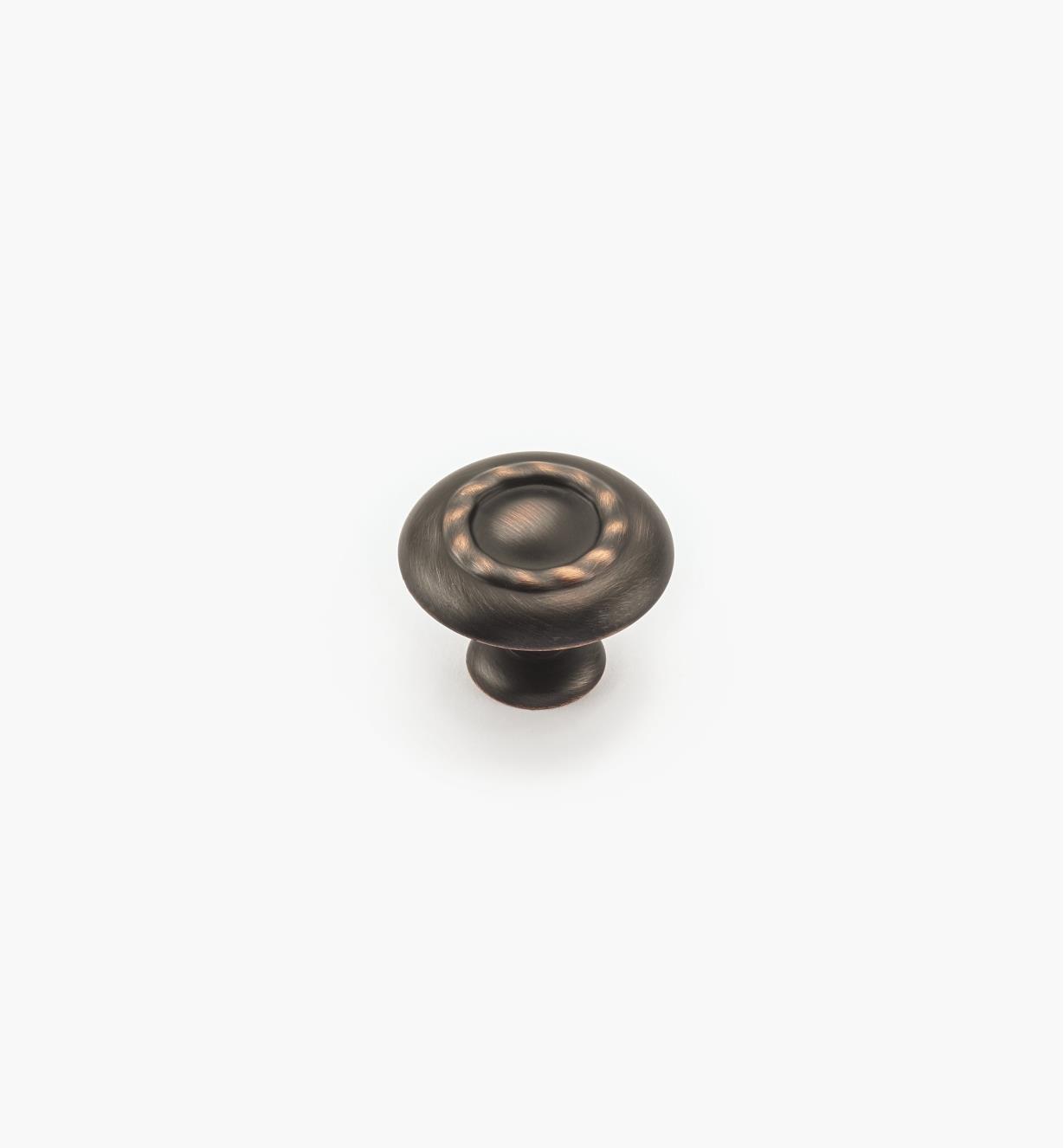 02A1070 - Bouton à motif cordé de 1 3/4 po, série Inspirations, fini bronze huilé