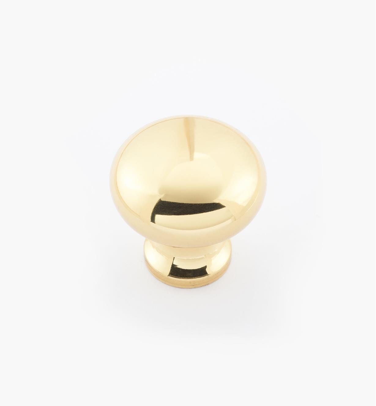 02W1403 - 1" × 1" Round Brass Knob, Polished Brass
