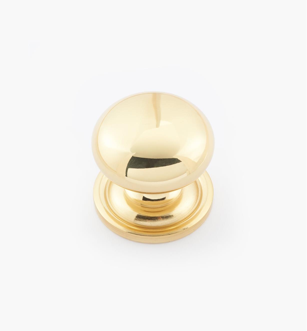 02W1404 - 1 1/4" × 1 1/8" Round Brass Knob, Polished Brass