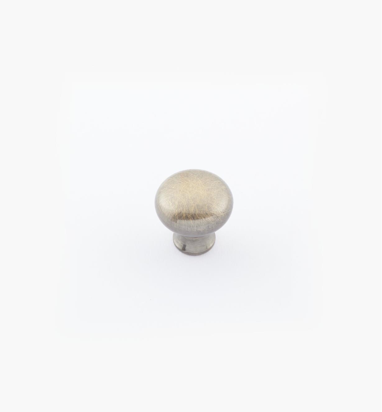02W1411 - 1/2" × 1/2" Round Brass Knob, Antique Brass