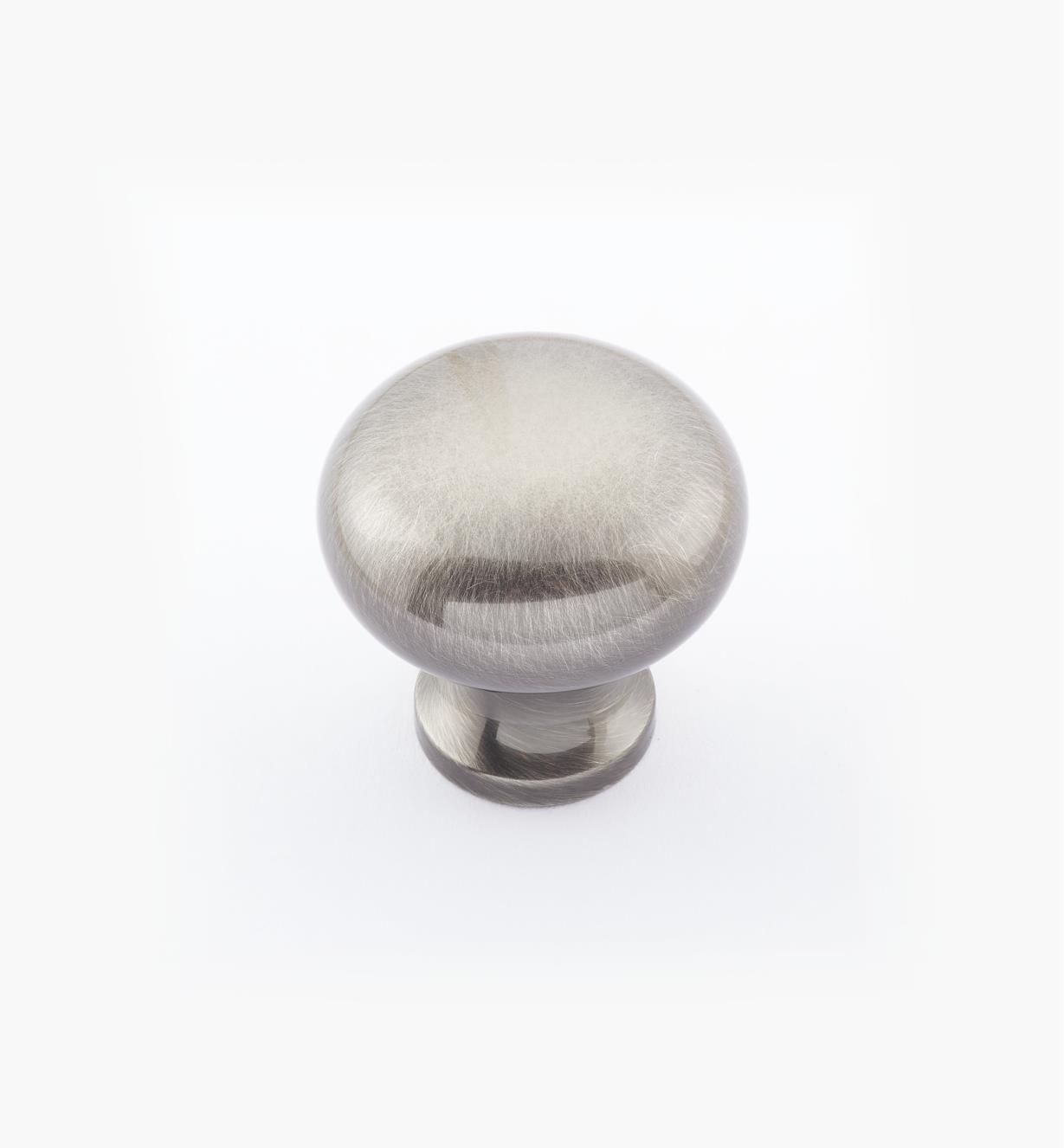 02W1433 - 1" × 1" Round Brass Knob, Antique Nickel 
