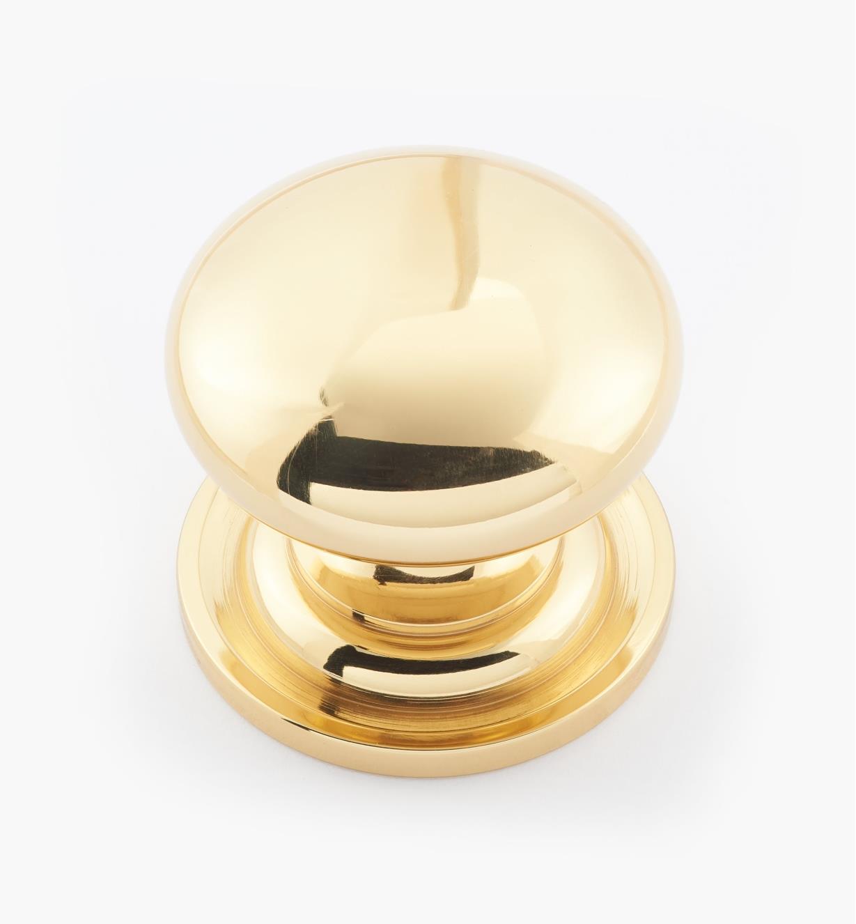 02W1513 - 1 3/8" × 1 1/4" Round Brass Knob, Polished Brass
