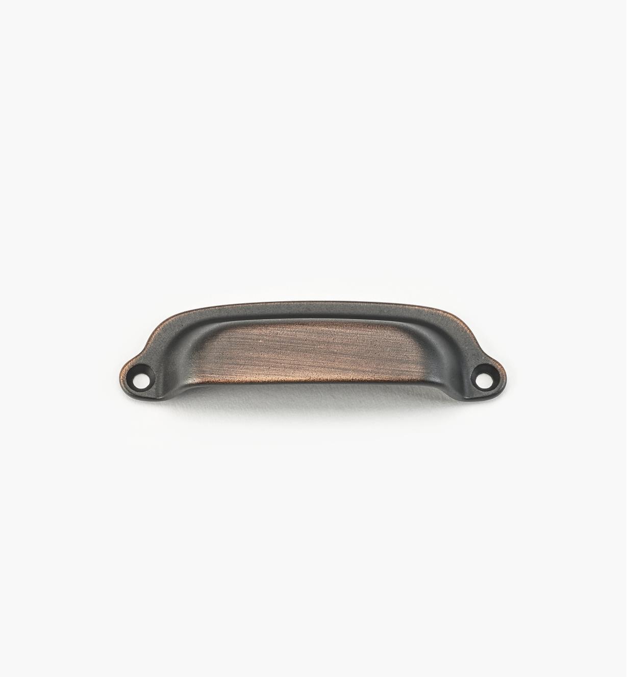 02W1659 - Poignée en coupelle carrée de 86 mm, série Vieux Bronze, laiton forgé