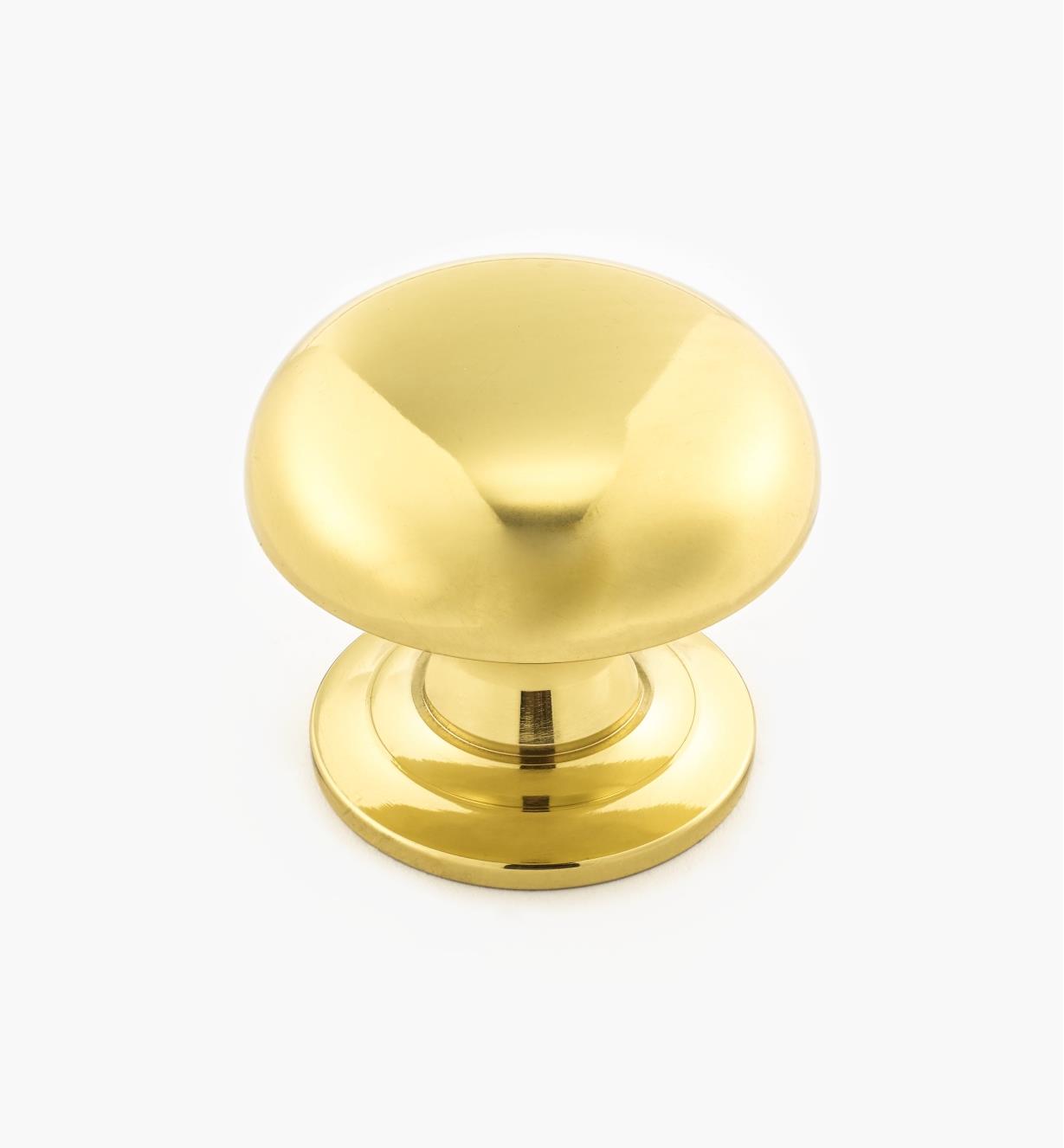02W3209 - Polished Brass Suite - 1 1/2" x 1 1/4" Turned Brass Dome Knob
