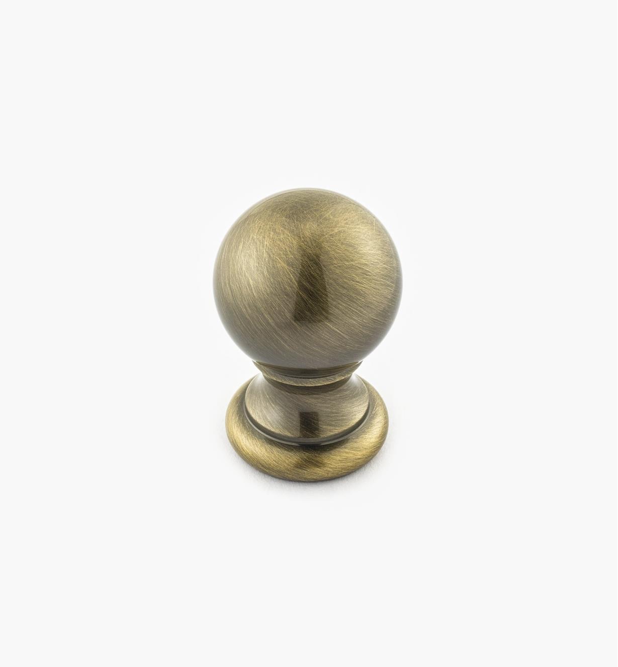 02W3223 - Antique Brass Suite - 7/8" x 1 1/4" Turned Brass Ball Knob