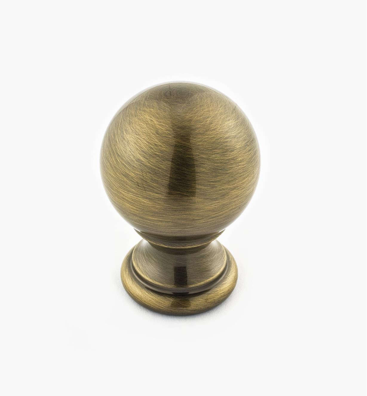 02W3224 - Antique Brass Suite - 1 1/8" x 1 3/4" Turned Brass Ball Knob