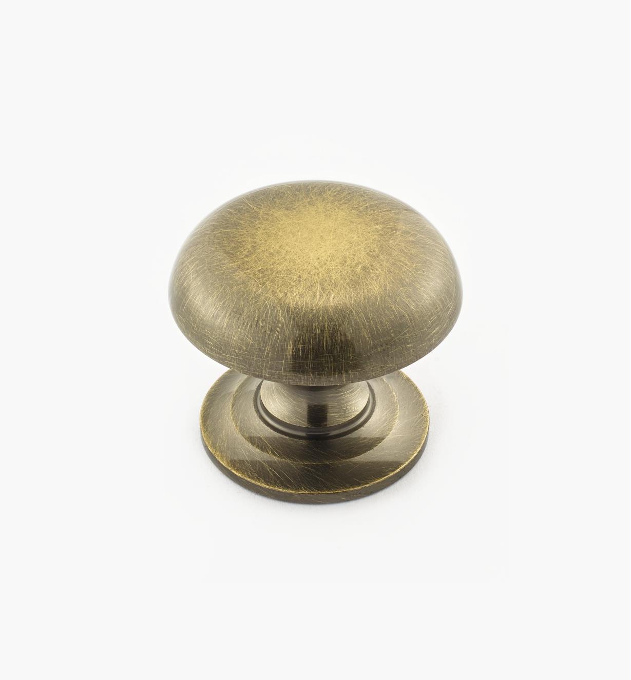 02W3228 - Antique Brass Suite - 1 1/4" x 1 1/16" Turned Brass Dome Knob