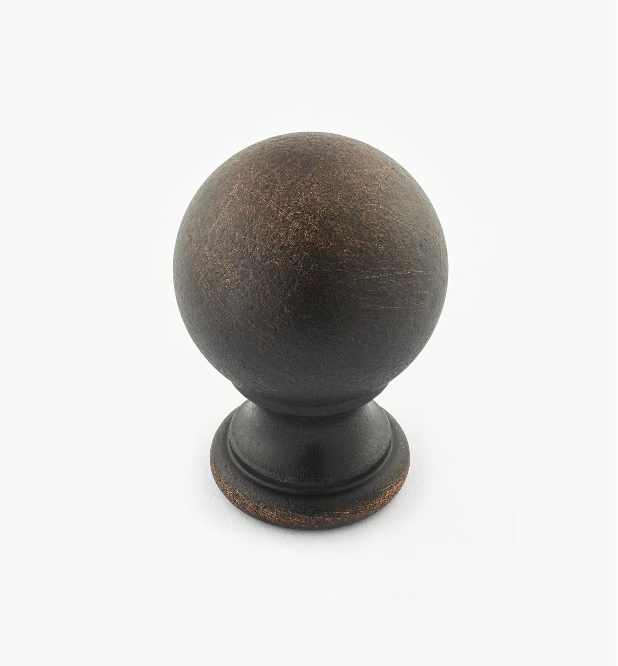 02W3264 - Bouton-boule de 1 1/8 po x 1 3/4 po, série Vieux Bronze, laiton tourné
