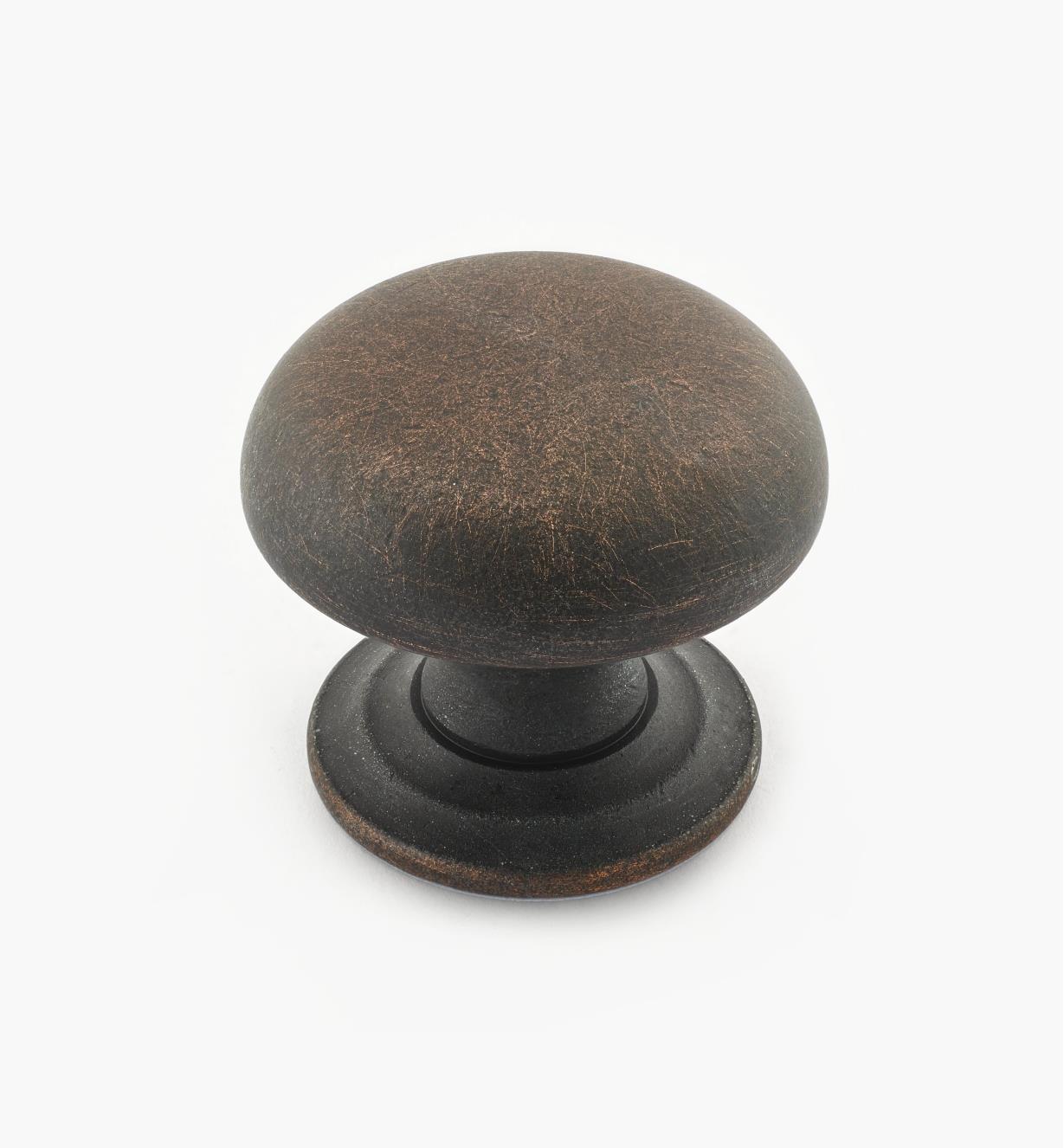 02W3269 - Bouton bombé de 1 1/2 po x 1 1/4 po, série Vieux Bronze, laiton tourné