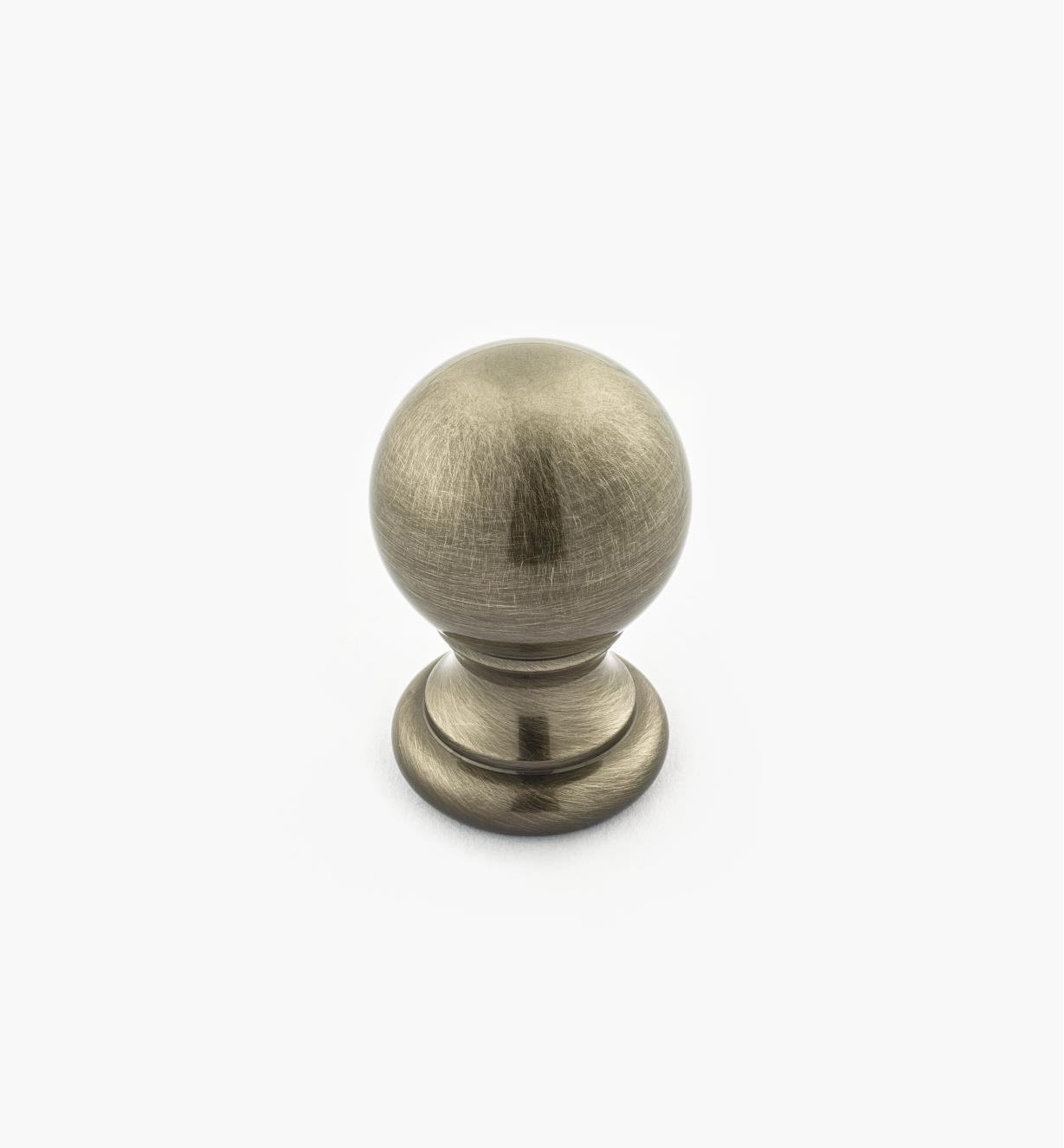 02W3303 - Antique Nickel Suite - 7/8" x 1 1/4" Turned Brass Ball Knob