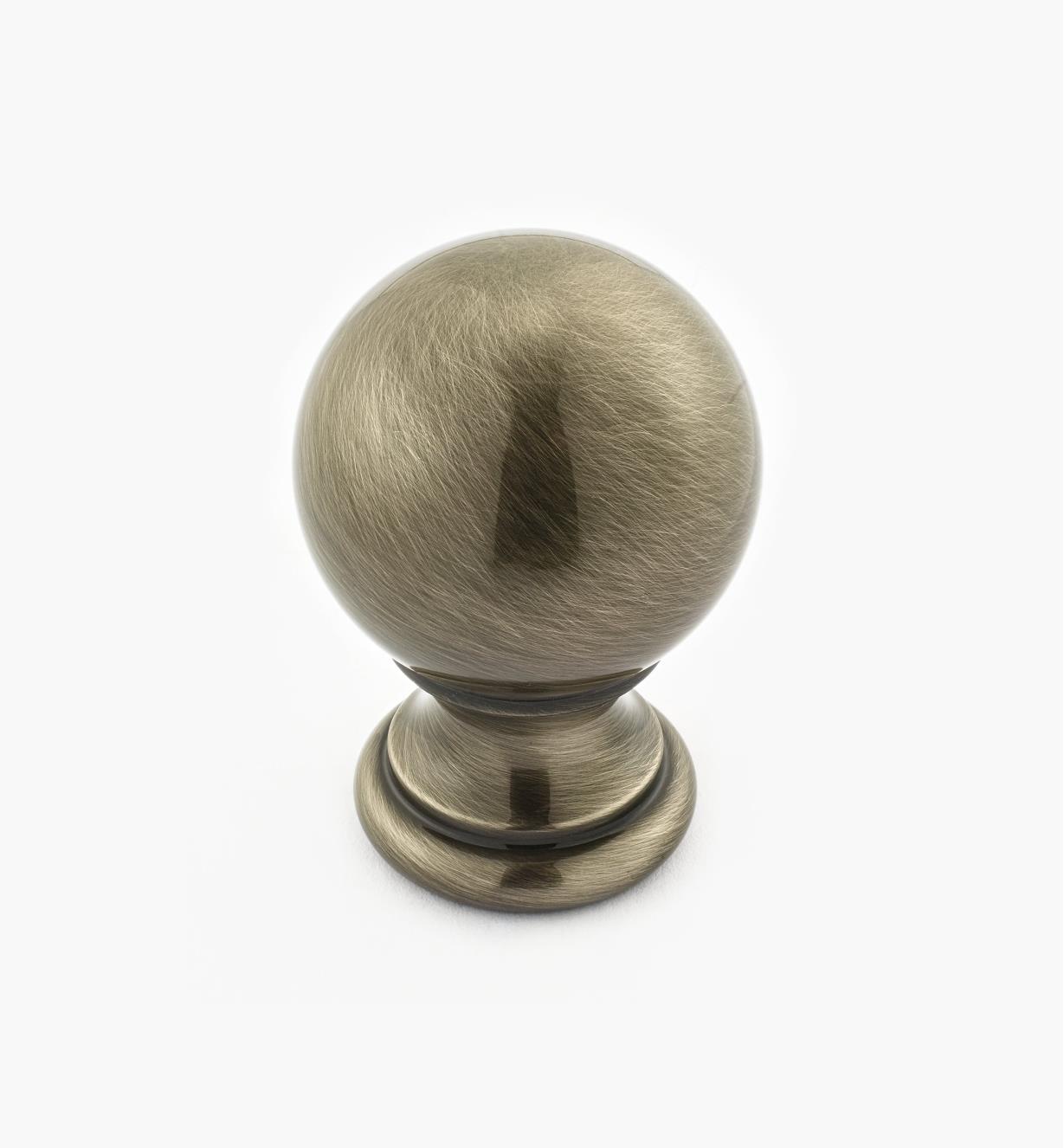02W3304 - Antique Nickel Suite - 1 1/8" x 1 3/4" Turned Brass Ball Knob