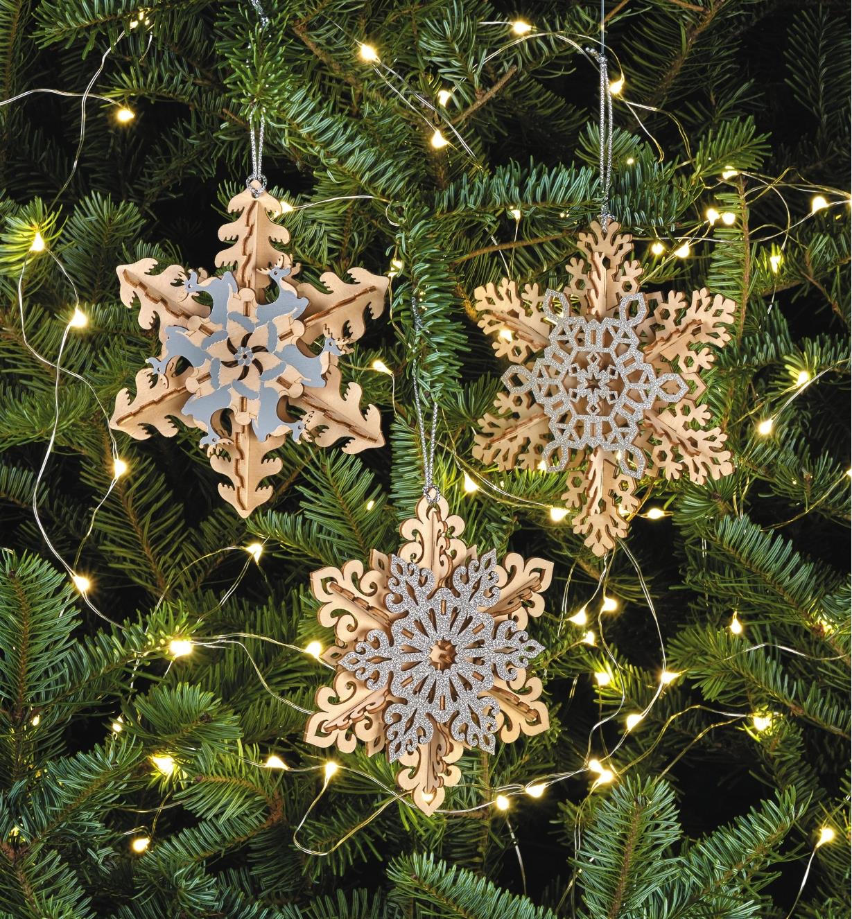 snowflakes 100mm hardwood ply christmas tree decorations