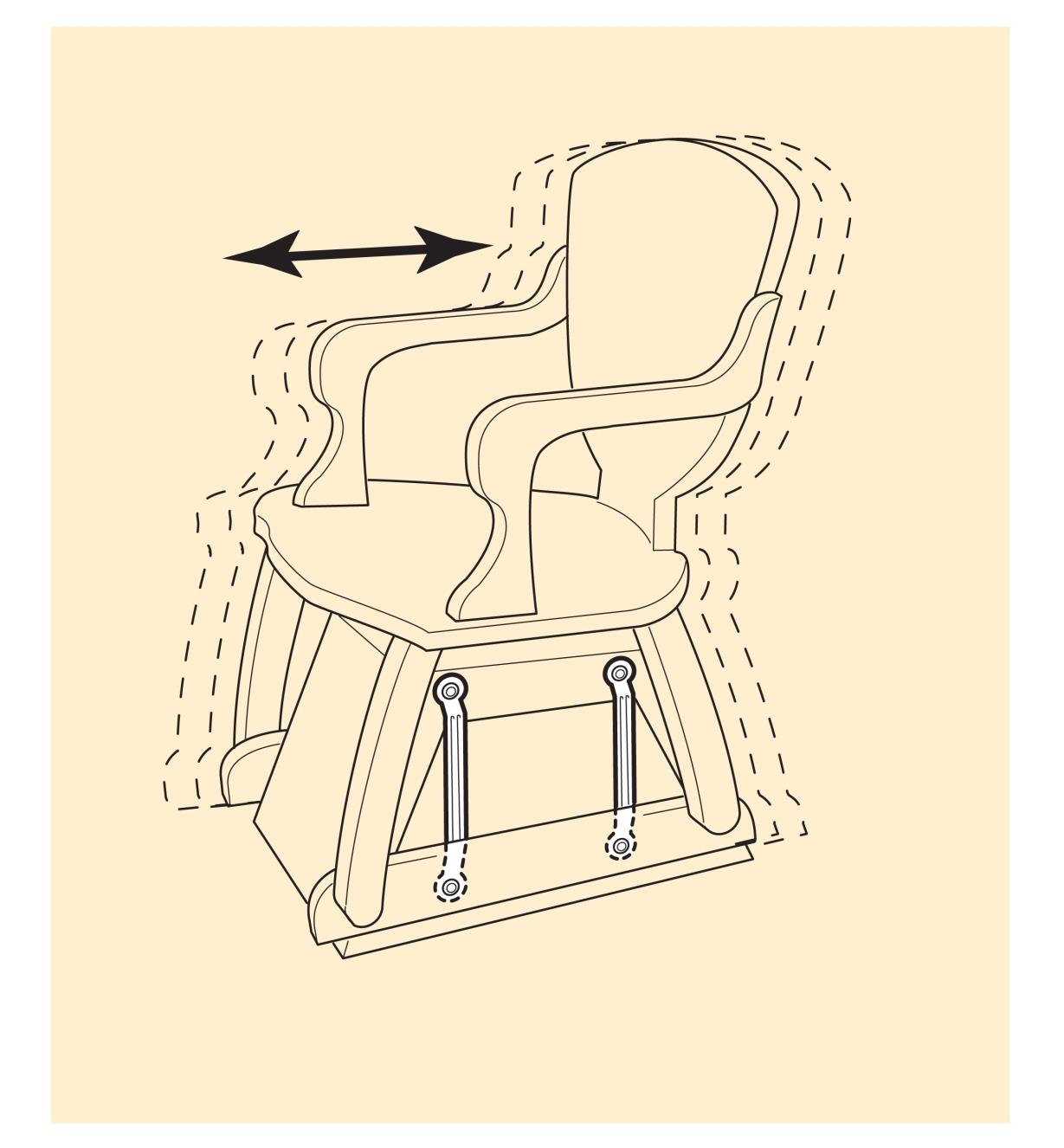 Illustration showing the back and forth motion of a glider chair