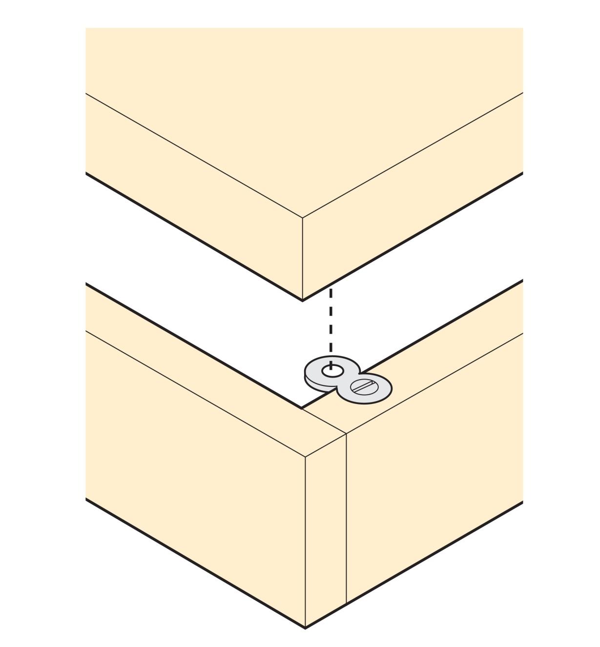 Illustration showing how Figure 8 Connector connects an apron to a skirt