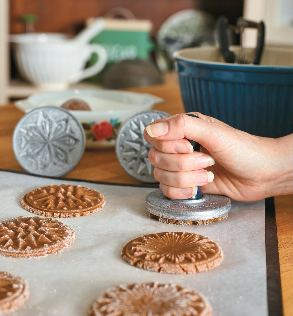 Stamping a design into a cookie