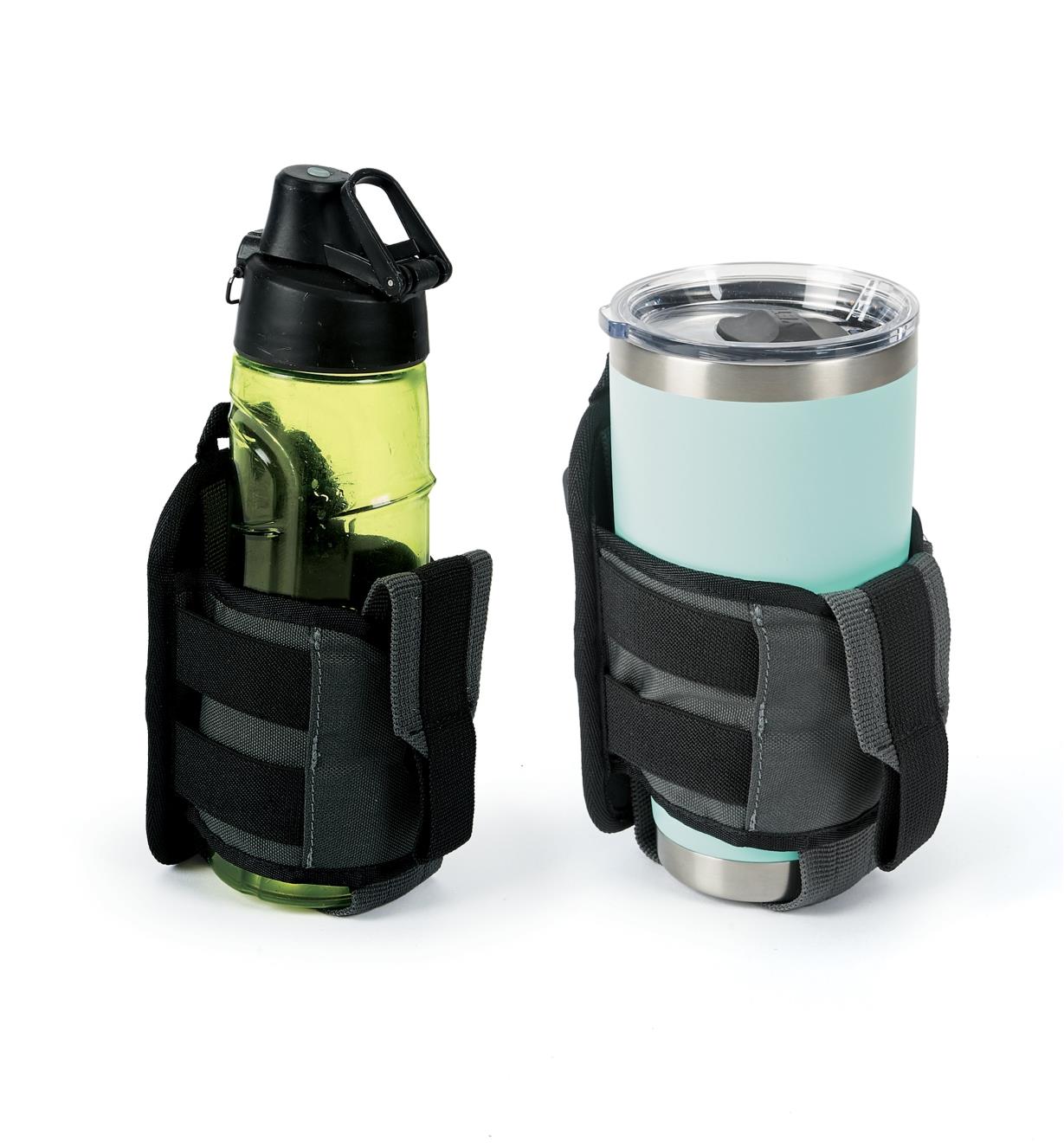 Two Drink Holsters holding different-sized bottles