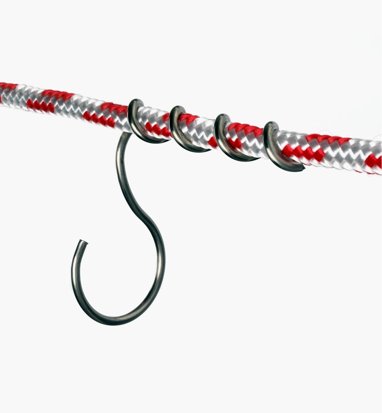 A line hook secured to a rope