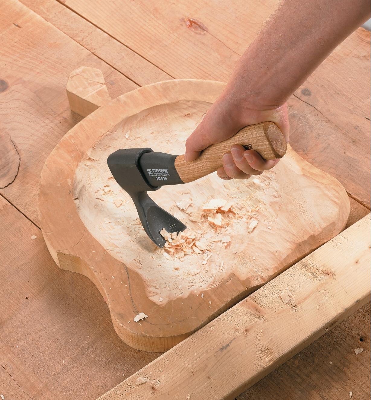 Shaping a chair seat with a Hand Adze