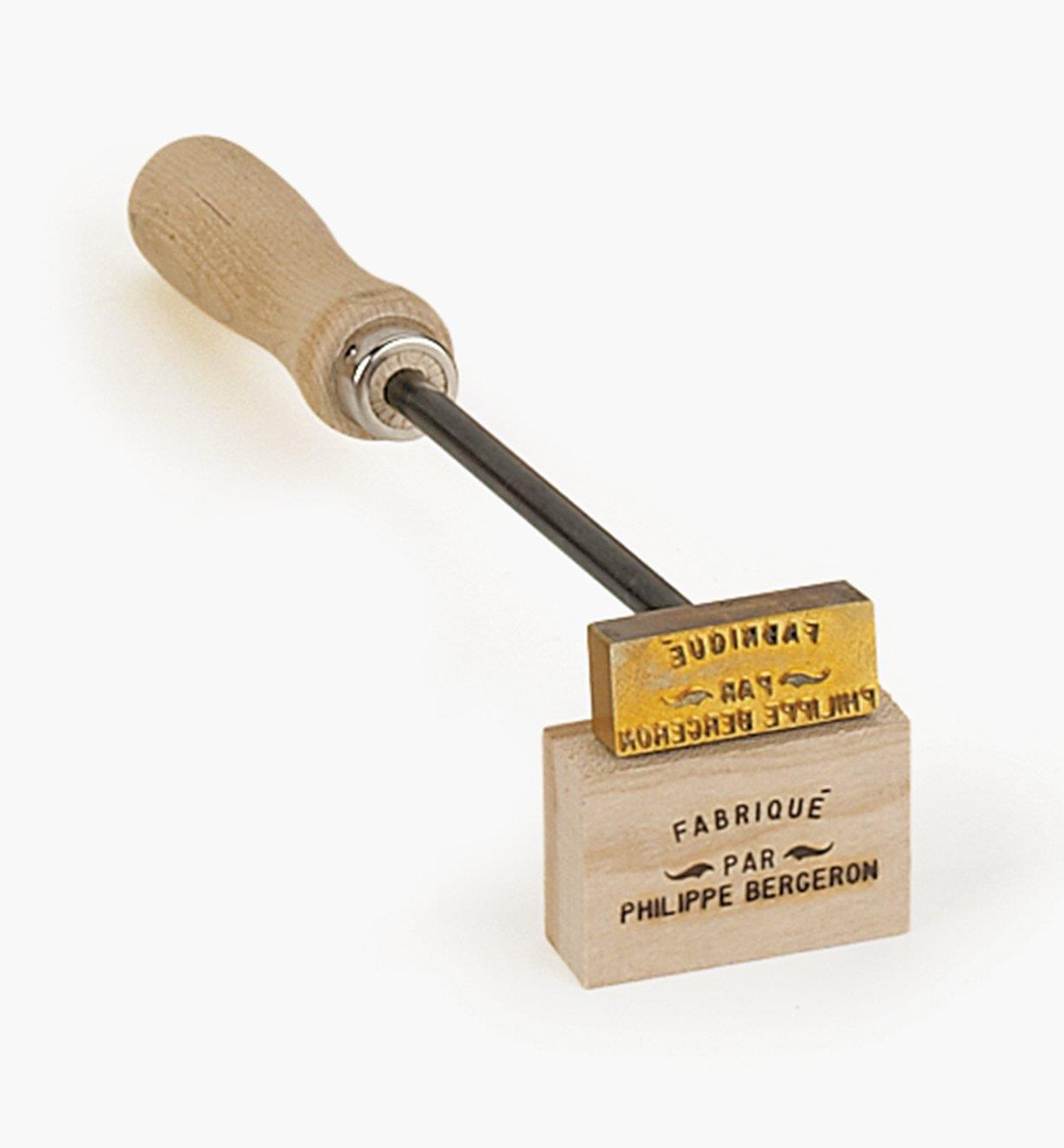 Example of brand made by FABRIQUÉ PAR arc non-electric branding iron