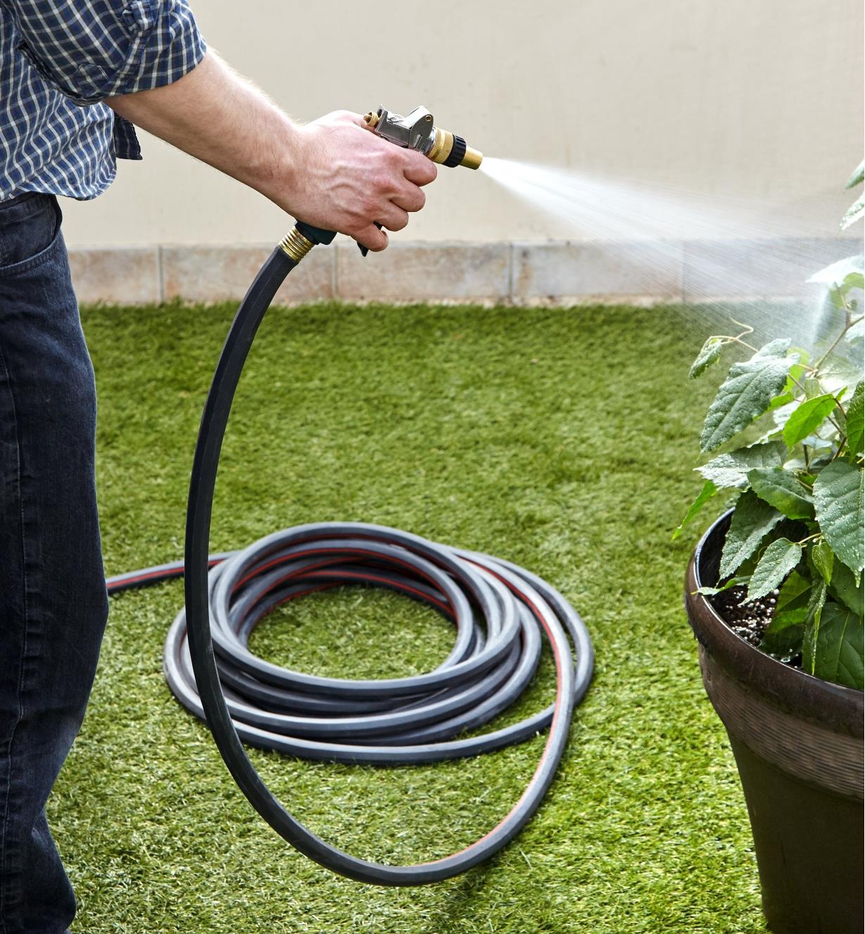 Using a Viper hose to water a planter