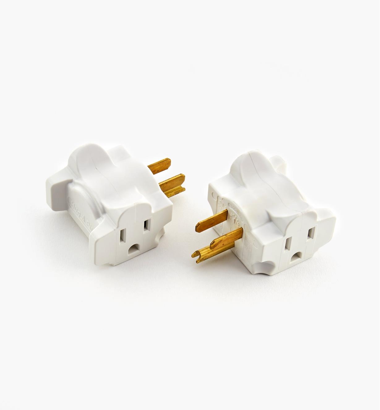 09A0850 - Adaptateurs de prise minces Hug-A-Plug, blanc, la paire