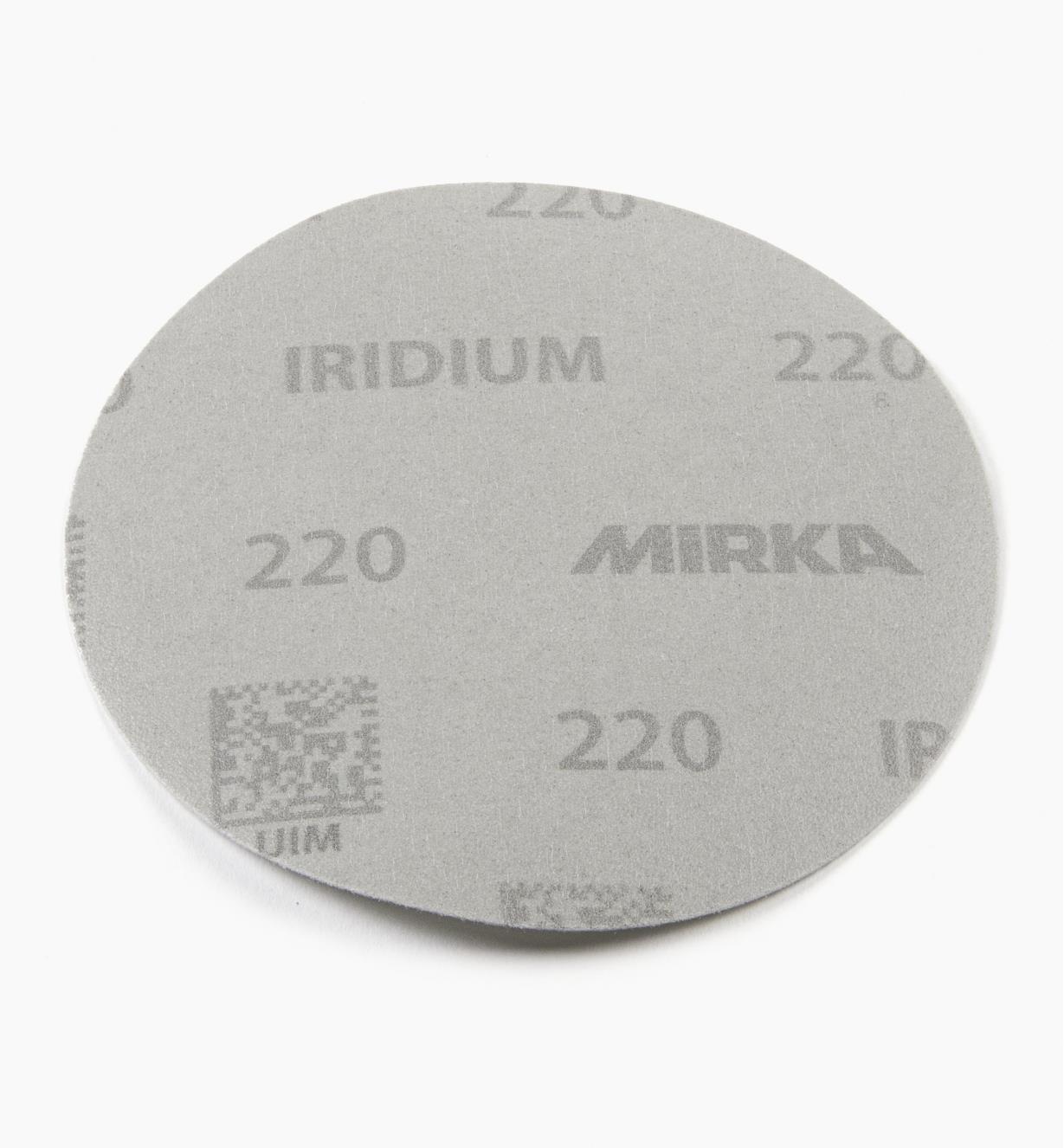 08K0946 - Disque abrasif autoagrippant Iridium, 5 po, sans trous, grain 220, l'unité