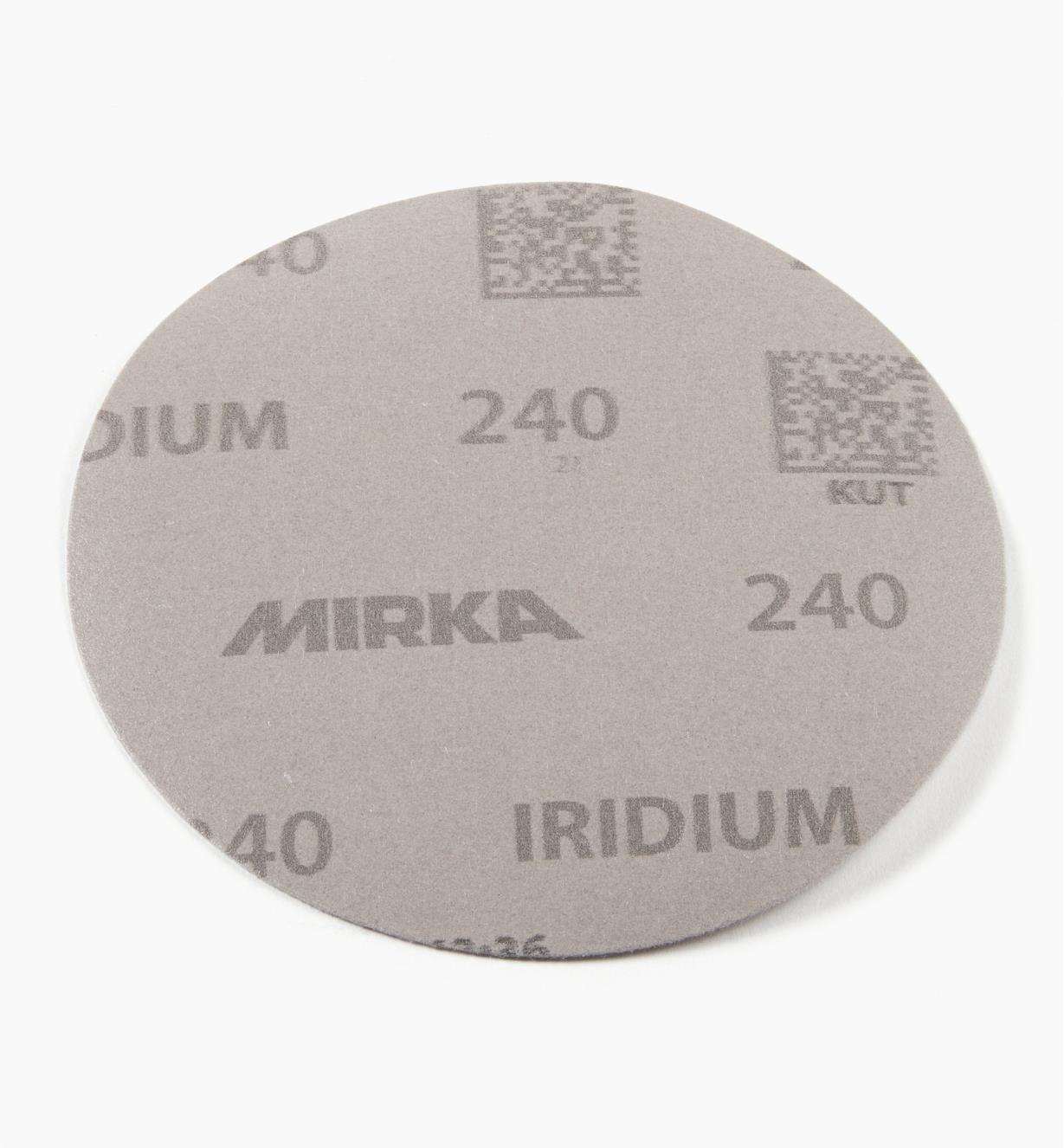 08K0947 - Disque abrasif autoagrippant Iridium, 5 po, sans trous, grain 240, l'unité