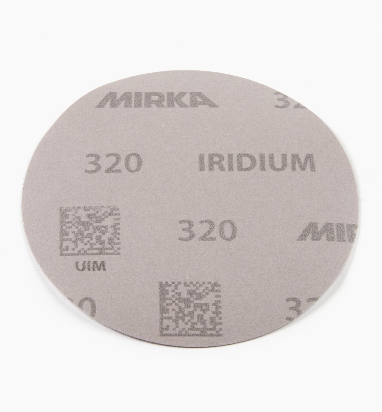 08K0948 - Disque abrasif autoagrippant Iridium, 5 po, sans trous, grain 320, l'unité