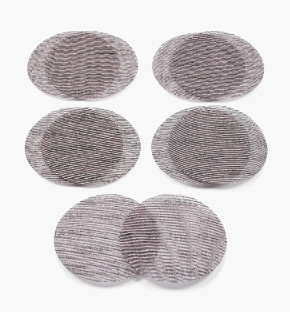 08K1020 - Assortiment de 10 disques abrasifs fins autoagrippants Mirka Abranet, 5 po
