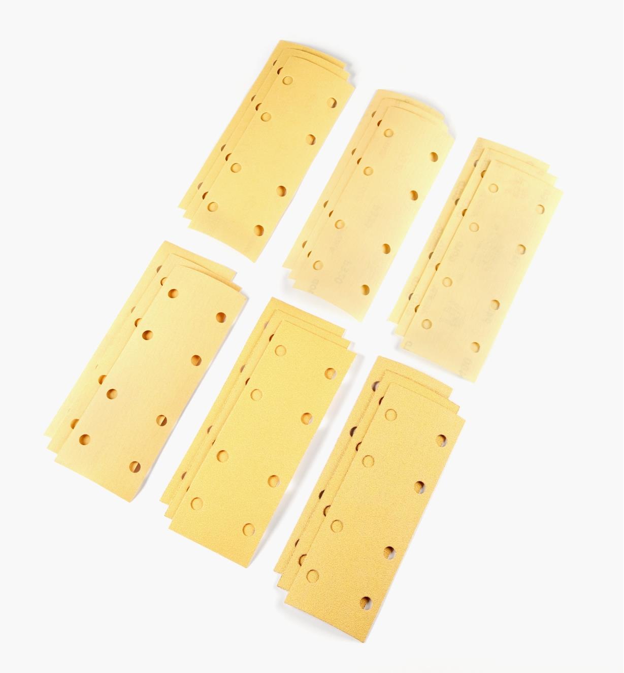 08K3150 - 18-pc. Sample Pack of Mirka Gold 2 3/4" × 7 3/4" Grip Sheets