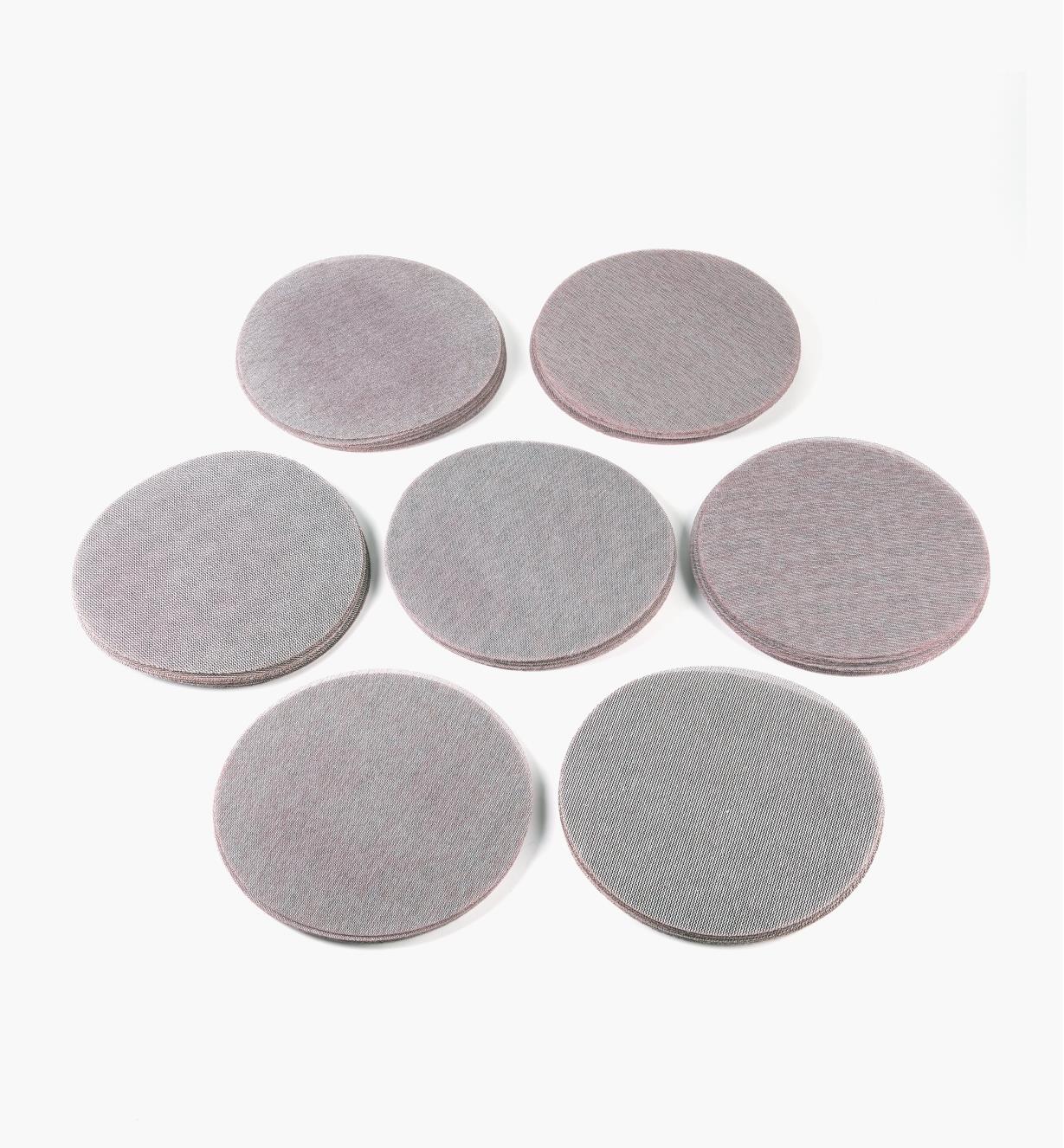10 each of the 80, 100, 120, 150, 180 and 240 grit Abranet grip abrasive discs