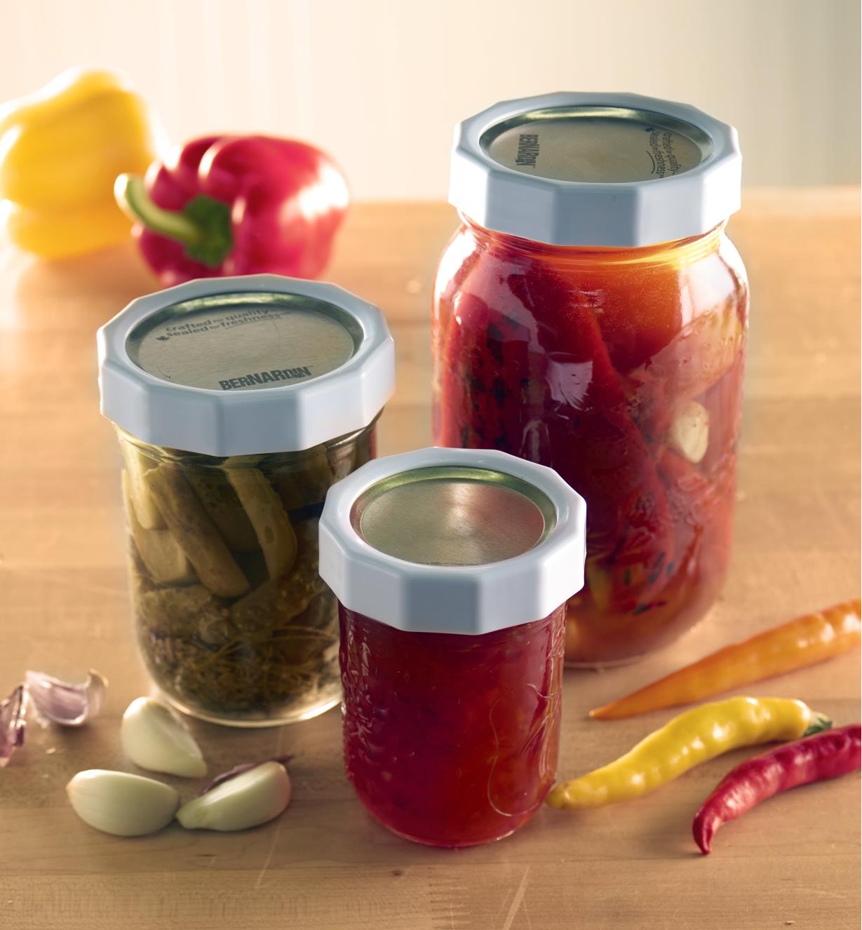 Tough bands on jars containing fermented foods