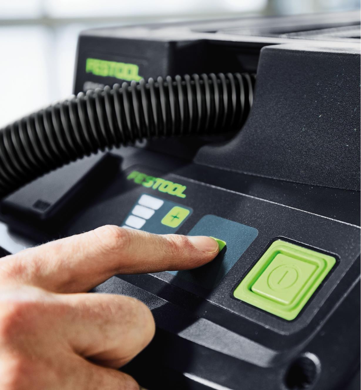 Controls on front of Festool CT 15 E Mobile Dust Extractor